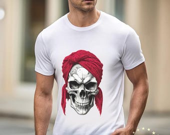 Skull Bandana T-Shirt, Edgy Rebel Design,