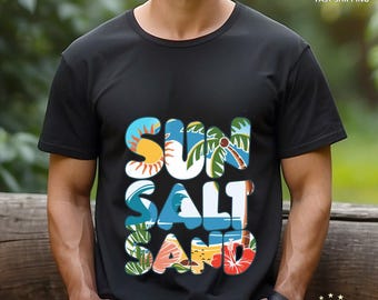 Retro Sun Salt Sand T-Shirt: Tropical Beach Vibes