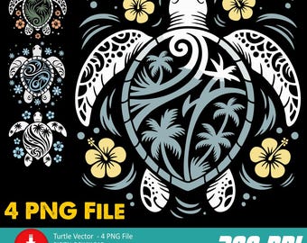 Turtle vector PNG Images, Sea creature, Floral Turtle, digital download