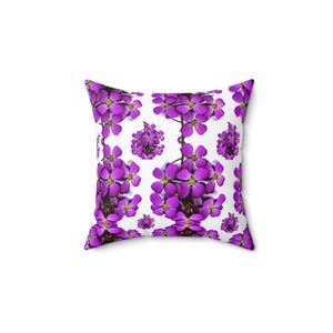 Purple Flowers Square Pillow, Floral Cushion Cover, Botanical Home Decor, Throw Pillow Case, Garden Theme Accent Pillow