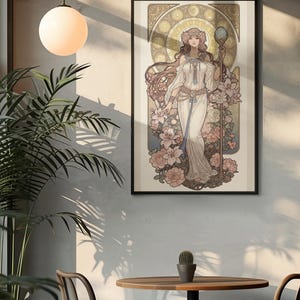 Alphonse Mucha Art Nouveau Poster: Floral Astrology Print