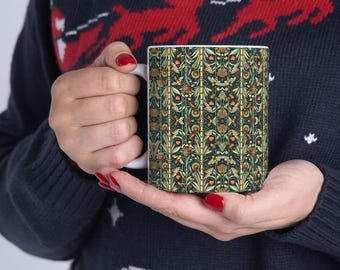 Vintage Floral Ceramic Coffee Mug: Boho Kitchen Decor