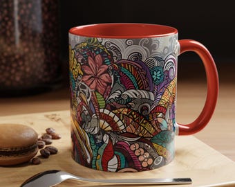 Bohemian Coffee Mug: Colorful Artistic Design, Vibrant Kitchenware
