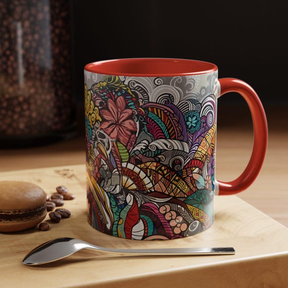 Bohemian Coffee Mug: Colorful Artistic Design, Vibrant Kitchenware