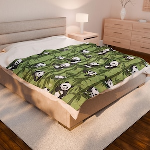 Cozy Panda Velveteen Plush Blanket | Perfect Gift for Kids, Home Decor, Nursery, Soft Throw for Relaxation