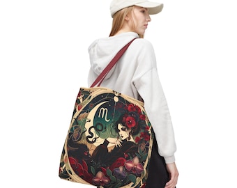 Scorpio Zodiac Tote Bag: Mystical Floral Astrology Gift