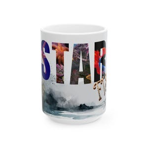 Star Fish Ceramic Mug, Coastal Beach Coffee Cup, Ocean Sea Creature Tea Mug, Nautical Kitchen Decor, Gift for Marine Life Lover, Beach House