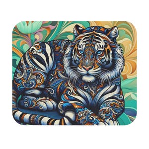 Vibrant Tiger Mouse Pad: Artistic Home Office Decor