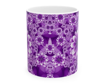 Tazza in ceramica floreale viola: regalo per gli amanti del tè e del caffè, 11 oz/15 oz