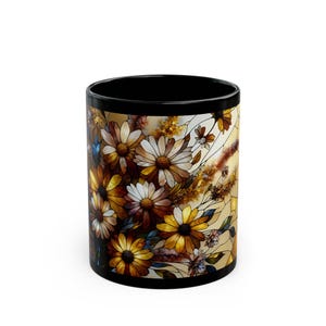 Floral Stained Glass Coffee Mug: Elegant Kitchen Decor