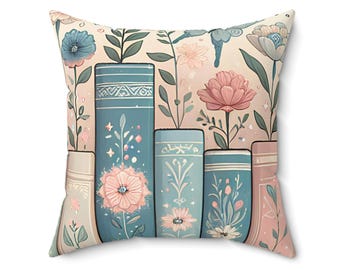 Almohada floral para apilar libros: un acogedor cojín para el rincón de lectura