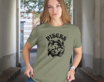 Camiseta del zodiaco Piscis: Camiseta minimalista con gráficos astrológicos