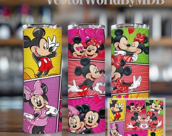 Mouse Cartoon Valentines Tumbler Wrap: 20oz Skinny Sublimation Design PNG (Digital Download)