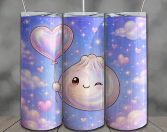 Love Kawaii Dumpling Teacher Tumbler Wrap: 20oz Skinny Sublimation Design PNG (Digital Download)