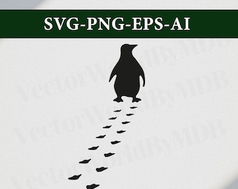 Viral Walking Penguin Footprints Clipart: Silhouette Vector / SVG / PNG / EPS