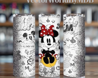 Mickey & Minnie Mouse Tumbler Wrap: 20 Unzen Skinny Tumbler Sublimation Design PNG (Digitaler Download)