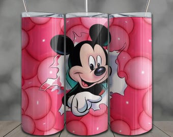 Tecknad mus-tumblerpapper: 20oz smal sublimeringsdesign PNG (digital nedladdning)