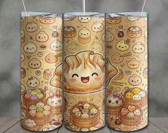 Kawaii Dumpling Tumbler Wrap: 20oz Skinny Sublimation Design PNG (Digital Download)
