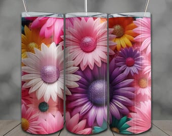 Floral Tumbler Wrap: Spring Flower Sublimation Design Printable PNG (Digital Download)
