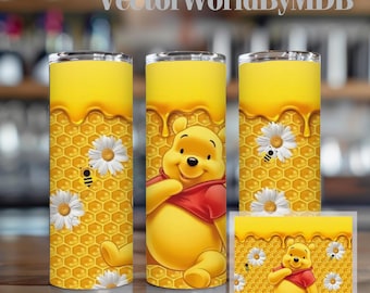 Winnie the Pooh Tumbler Wrap: 20oz Skinny Sublimation Design PNG (Digital Download)