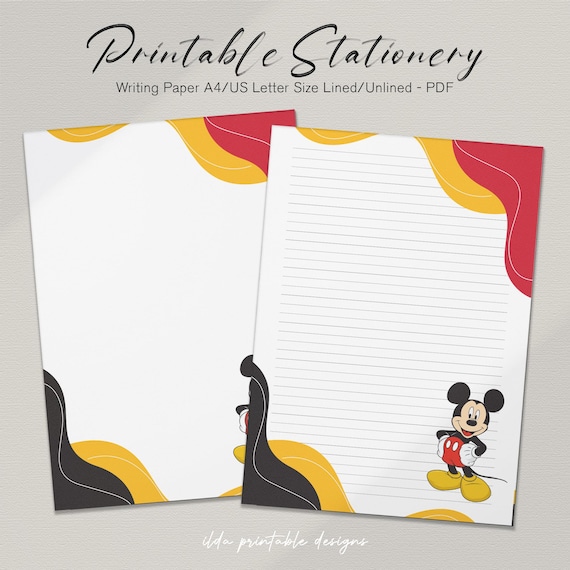 Cartoon Mouse Printable Stationery: Lined/Unlined Writing Paper (Digital Download)