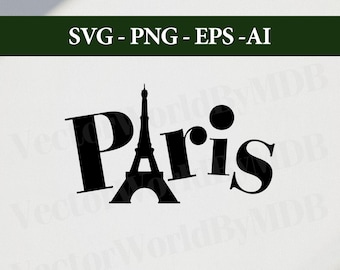 Cliparts, Paris, Eiffel Tower,  Love, Vector, SVG, PNG, EPS, Ai, Digital Download