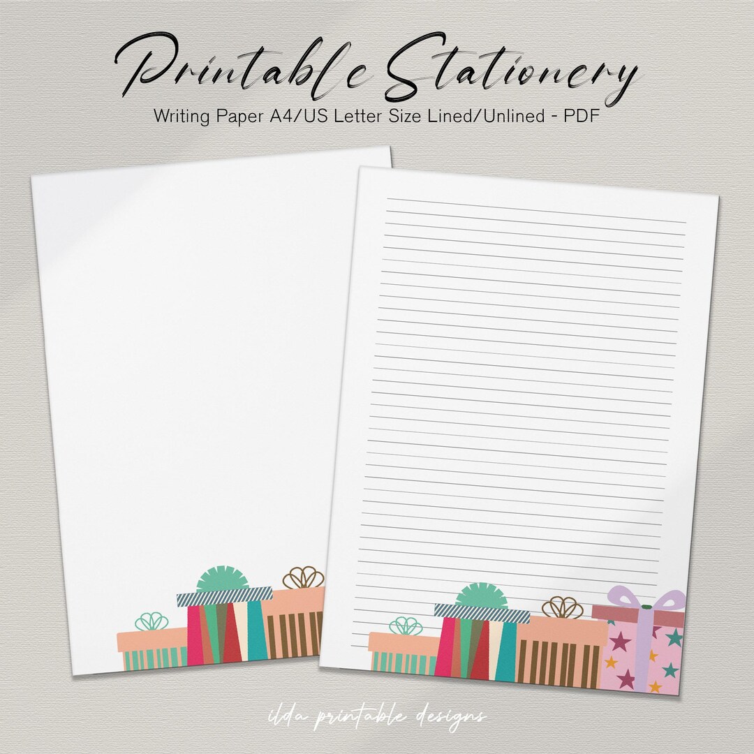 Birthday Gift Printable Stationery: Lined/unlined Writing Paper ...