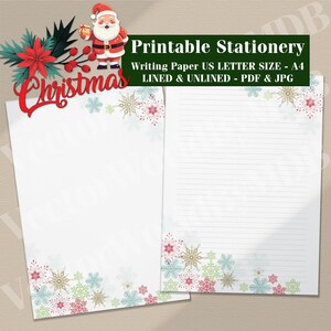 Weihnachten Winter Briefpapier zum Ausdrucken: Liniertes/Unliniertes Papier, A4 Letter Papier, PDF/JPG Dateien, Digital Download