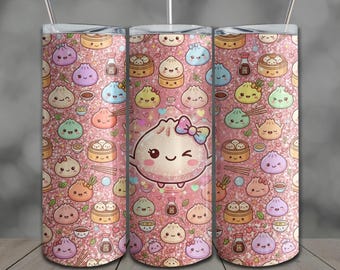 Kawaii Dumpling Tumbler Wrap: 20oz Skinny Sublimation Design PNG (Digital Download)