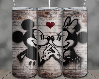 Diseño para vaso térmico Mickey para el Día de San Valentín: Vaso térmico delgado de 20 oz con diseño de sublimación PNG (Descarga digital)