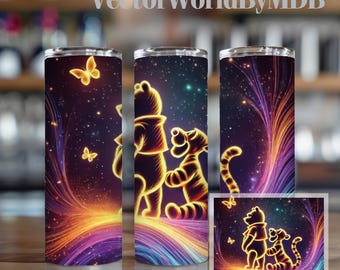 Winnie the Pooh Tumbler Wrap: 20 Unzen Skinny Sublimationsdesign Druckbare PNG Design (Digitaler Download)