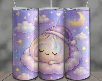 Sleepy Kawaii Dumpling Tumbler Wrap: 20oz Skinny Sublimation Design PNG (Digital Download)