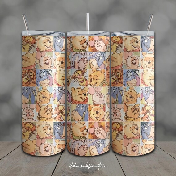 Teddy Bear Patchwork Cartoon Tumbler Wrap: 20oz Skinny Sublimation Design PNG (Digital Download)