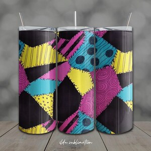 Cartoon-Patchwork-Becherfolie: 20oz schmales Sublimationsdesign PNG (Digitaler Download)