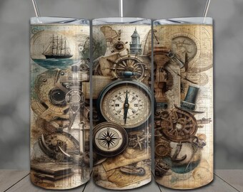 Sailor Tumbler Wrap: 20oz Skinny Sublimation Design PNG (Digital Download)