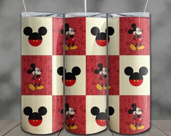 Tecknad mus-tumblerpapper: 20oz smal sublimeringsdesign PNG (digital nedladdning)