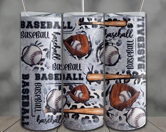 Baseball Tumbler Wrap: 20oz Skinny Sublimation Design PNG (Digital Download)