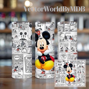 Mickey comic strip pattern Tumbler Wrap, Mickey, 20oz Skinny Mickey Tumbler PNG Sublimation Designs, Cartoon Tumbler Wrap, Digital Download