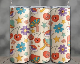 Cartoon Illustration Tumbler Wrap: 20oz Skinny Sublimation Design PNG (Digital Download)
