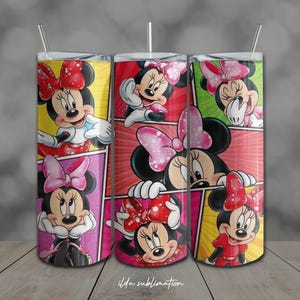 Envoltura para vaso térmico con collage de dibujos animados de ratones: Diseño delgado de 20 oz para sublimación en formato PNG (descarga digital)