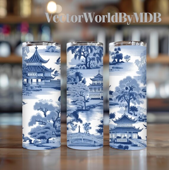 Blue Floral Chinese Tumbler Wrap: 20oz Skinny Tumbler PNG (digital  Download) - Etsy Israel