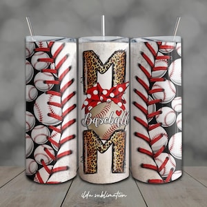 Baseball Mom Tumbler Wrap: 20oz Skinny Sublimation Design PNG (Digital Download)