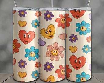 Cartoon Illustration Tumbler Wrap: 20oz Skinny Sublimation Design PNG (Digital Download)