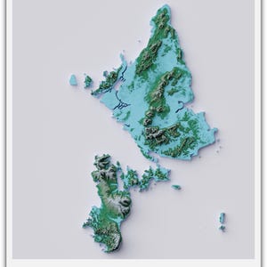 Carte du relief ombragé de l'île de Siargao - Carte topographique 3D