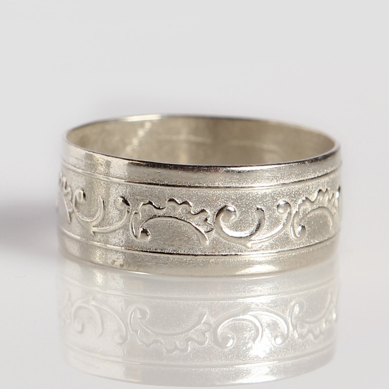 Wide Silver Ring With Ethnic Decoration Unisex ring wedding Etsy