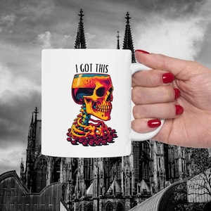 Skull Mug, Halloween Mug, Spooky Coffee Cup, Gothic Tea Mug, Skull and Crossbones, Day of the Dead Mug