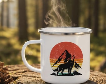 Personalisierte Emaille Camping Tasse, Benutzerdefinierte Outdoor Kaffeetasse, Berg Wandern Trinkgefäße