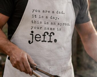 Personalisierte Dad Schürze - Personalisiertes Geschenk für Kochen, Gartenarbeit, Grillen (100% Polyester Canvas)