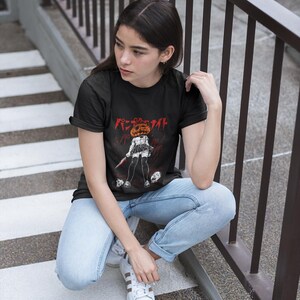 Naoko Kirino T-shirt, retro skräckmangastil, japansk streetwear från 90-talet bild 2