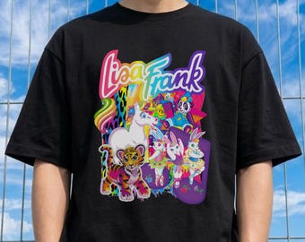 Lisa Frank-T-shirt, retro jaren 90 regenboogstijl, neonpop cartoon